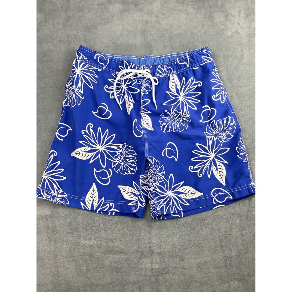 VTG Steve & Barrys Swim Trunks Mens L Blue Hawaiian Print - Picture 2 of 8